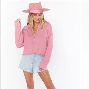Pink Knit Collared Crawford Sweater by Show Me Your Mumu Size M NWT